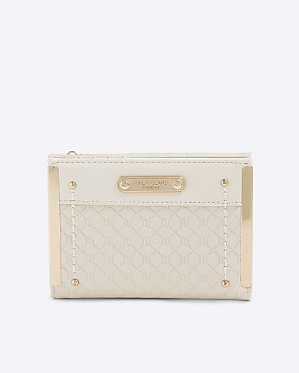 Cream RI Monogram Foldout Purse