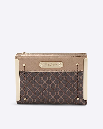 Brown RI Monogram Foldout Purse
