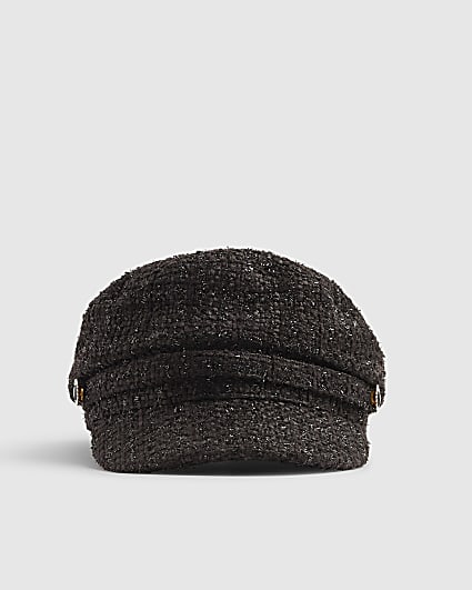 Black Boucle Baker Boy hat