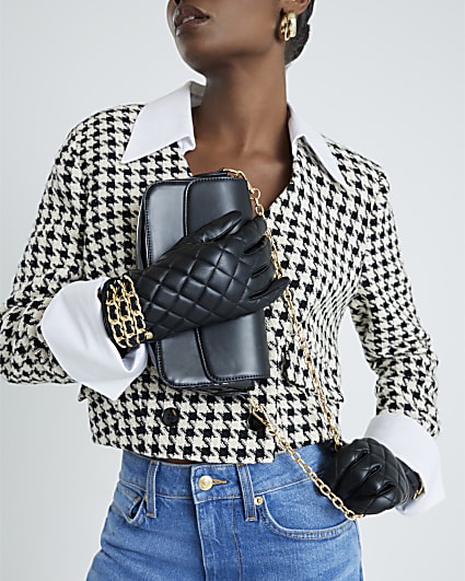 Black Quilted Chain Trim Glove