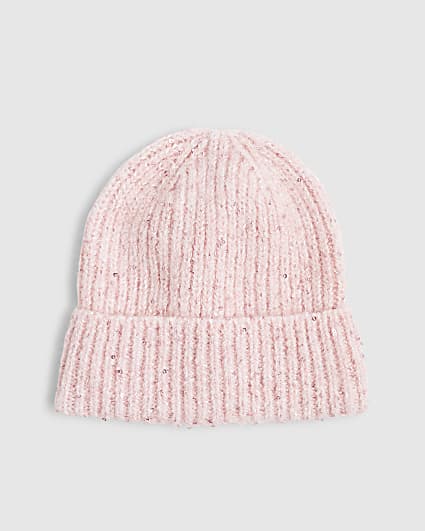 Pink Sequin Beanie Hat