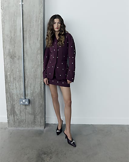 RI Studio Red Mini Studded skirt