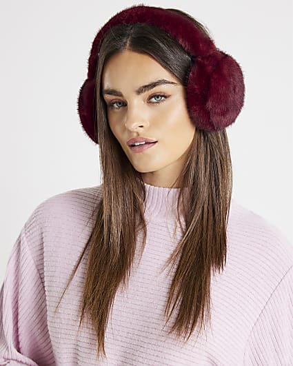 Red Faux Fur Earmuffs