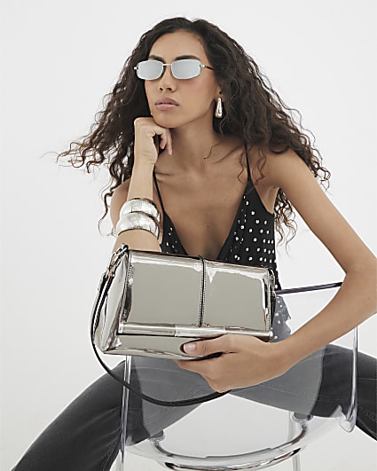 Silver Bar Front Clutch Bag