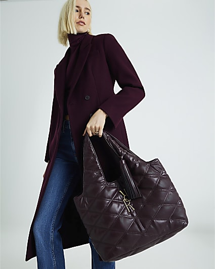 Red Oversized Quilted RR Shoulder Bag