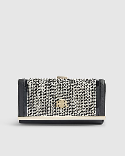 Black Dogtooth Embellished Purse