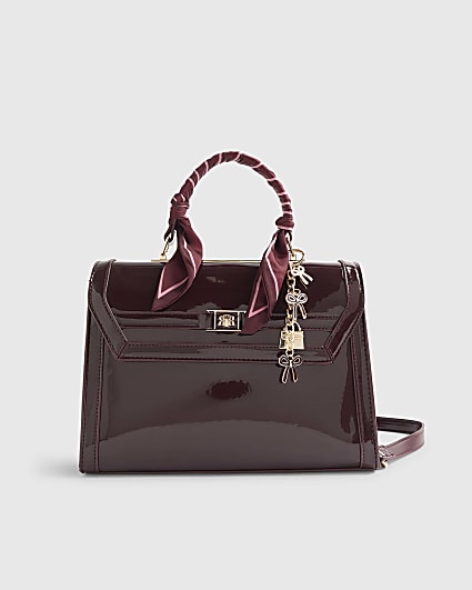 Red Patent Charm Tote Bag