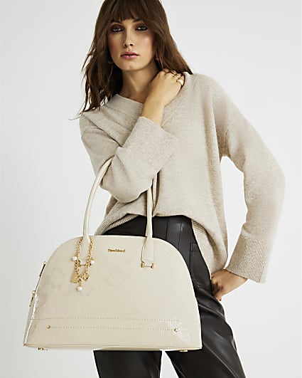 Cream Large Monogram Kettle Tote Bag