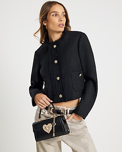 Black Heart Lock Cross Body Bag