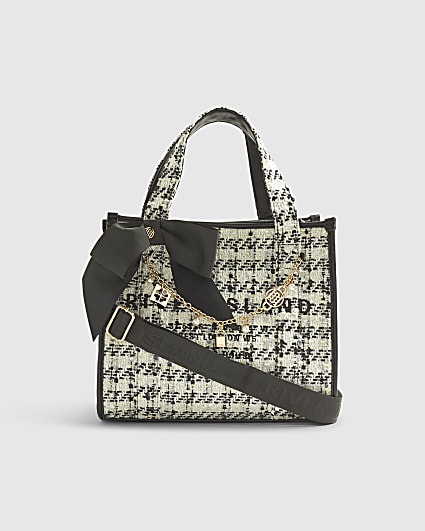 Cream Boucle Embroidered Tote Bag