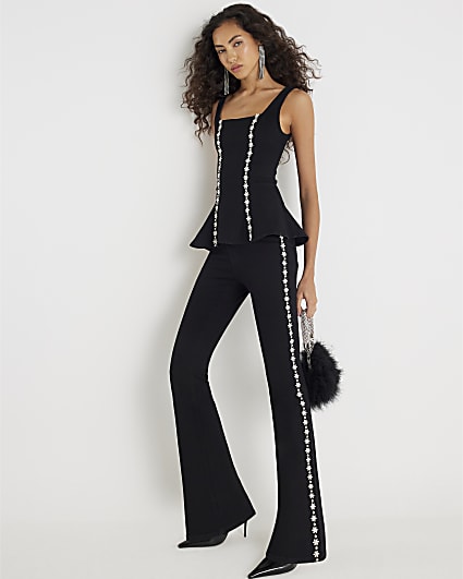 Black Bootcut Embellished Jeans
