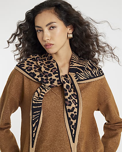 Brown Animal Print Scarf