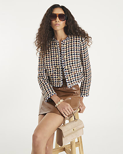 Brown Boucle Check Trophy Jacket