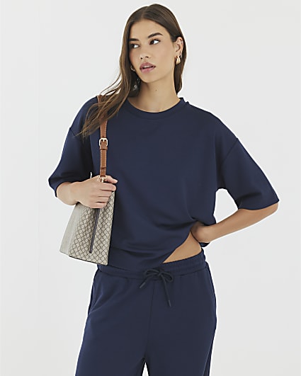 Navy Premium Short Sleeve Boxy T-shirt