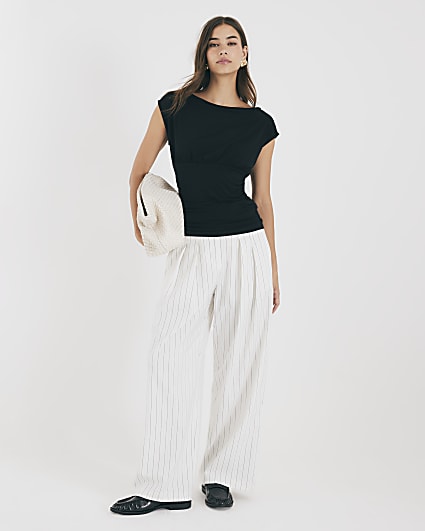 Black Ruched T-Shirt
