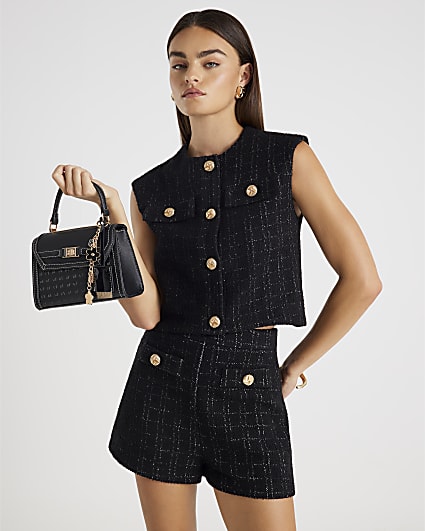 Black Boucle Shorts