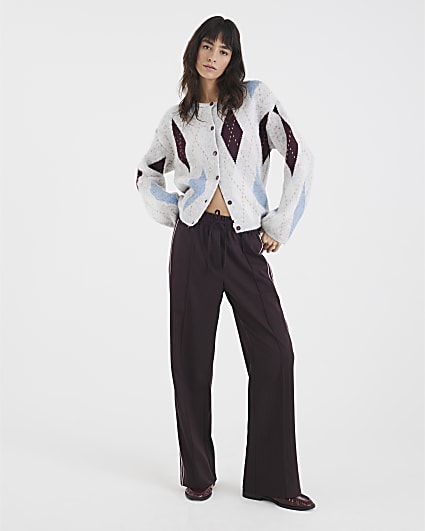 Red Pinstripe Tailored Wide Leg Joggers