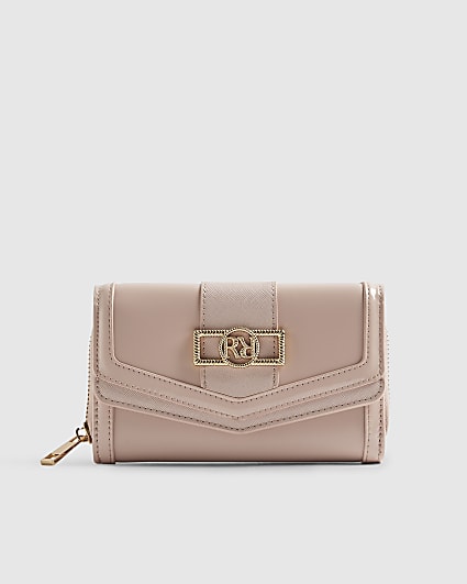 Pink Panelled Zip Around Purse