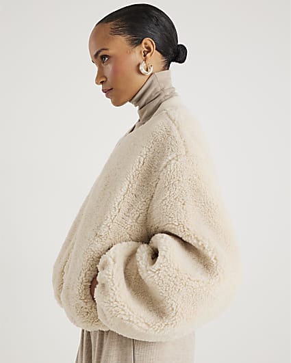 Cream Borg Bomber Jacket