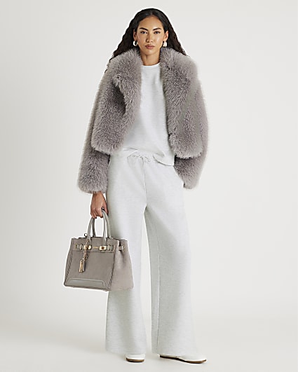 Grey Premium Wide Leg Joggers