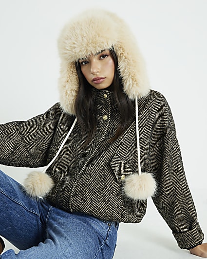 Cream Faux Fur Trapper Hat