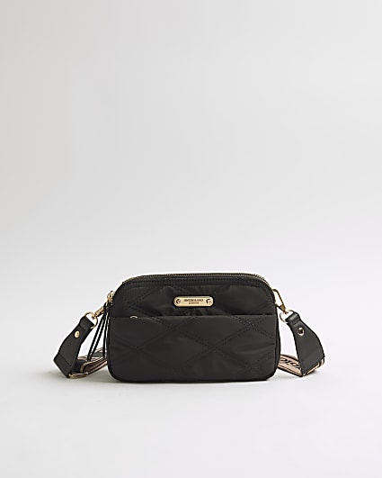 Black Quilted Camera Cross Body Bag