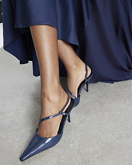 Navy Strap Court heels
