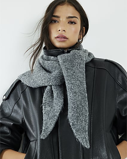 Grey Triangle Knitted Neck Scarf