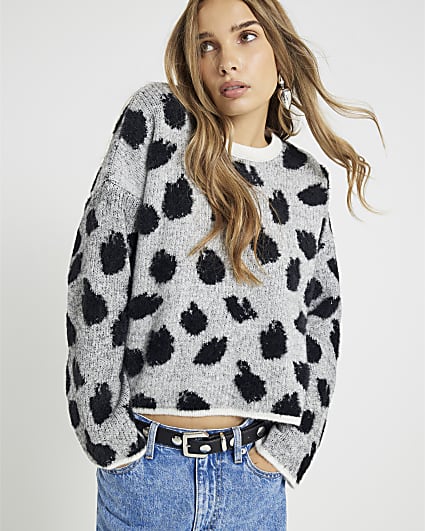 Black Leopard Print Jumper