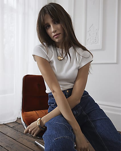 White Short Sleeve Fitted Rib T-shirt