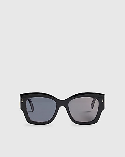 Black Glam Visor Hammered Sunglasses