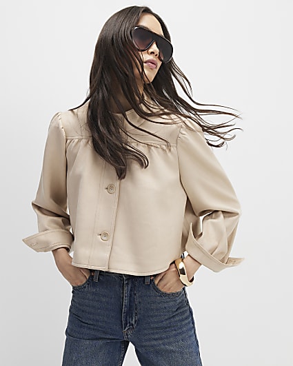 Pink Faux Suede Long Sleeve Jacket