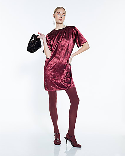 Red Diamante Shift Dress