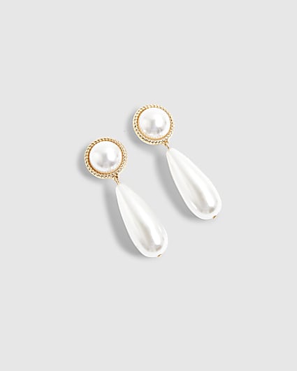 White Pearl Drop Earrings