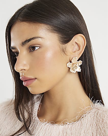 Gold Flower Stud Earrings