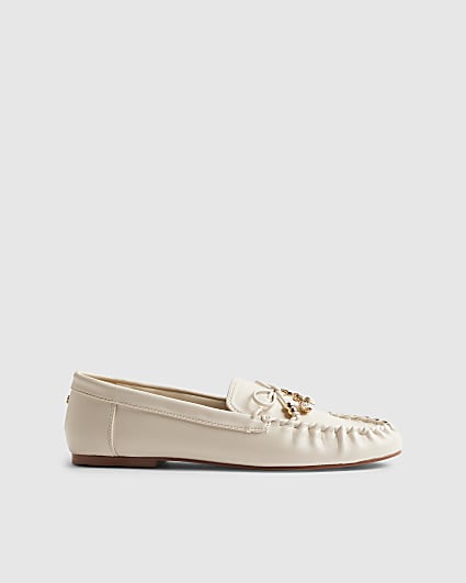 White Charm Bow Loafers