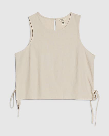 Petite Cream Linen Blend Tank Top
