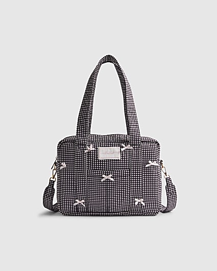 Black Gingham Bow Holdall Bag