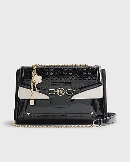Black Patent Monogram Shoulder Bag