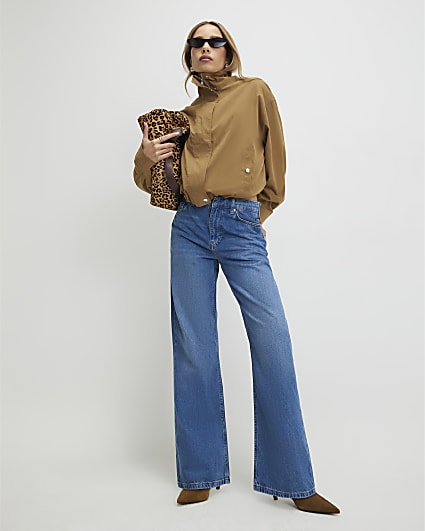 Blue Tailored Wide Leg Jeans
