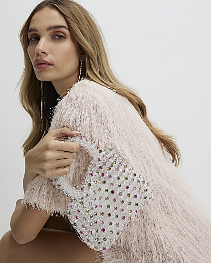 Multi Colour Diamante Beaded Clutch Bag