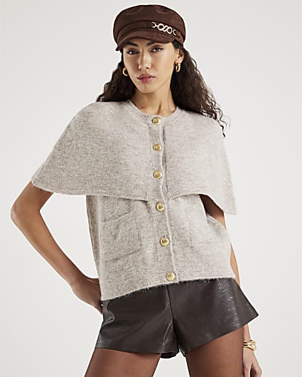 Cream Short Sleeve Cape Jumper