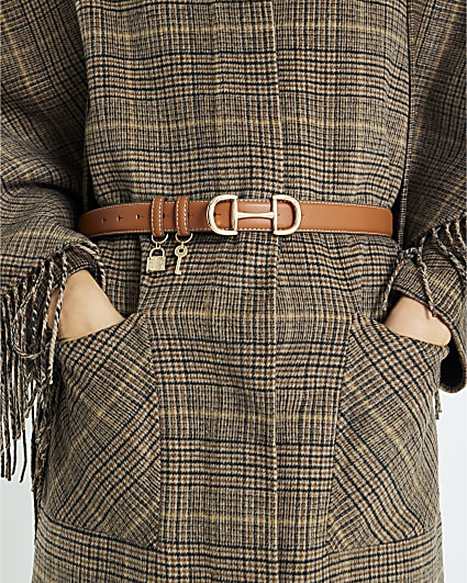 Tan Snaffle Buckle Padlock Belt