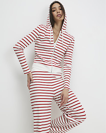 Red Striped Hoodie And Trousers Set