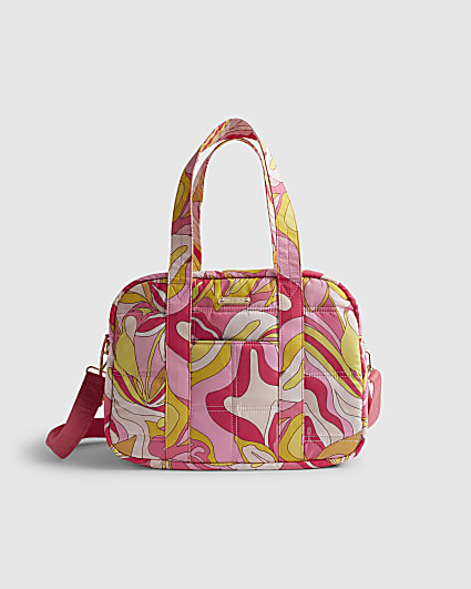 Pink Swirl Quilted Holdall Bag
