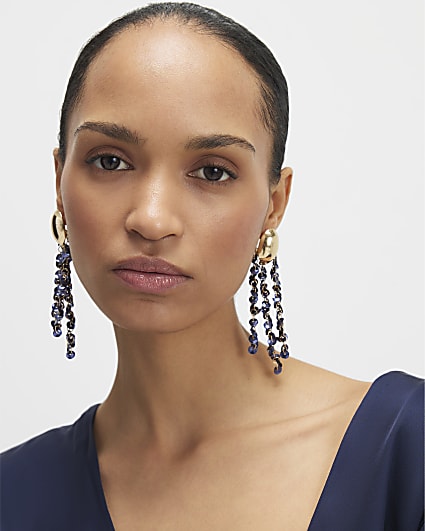 Blue Sequin Drop Earrings