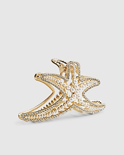 Gold Diamond Simulant Starfish Claw Clip