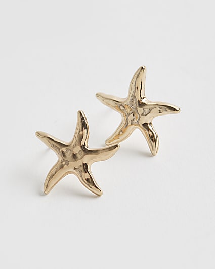 Gold Starfish Stud Earrings