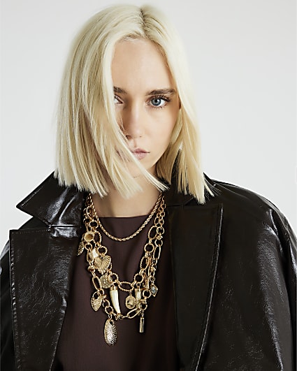 Gold Mix Charm Necklace