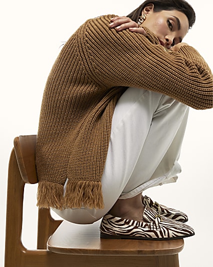 White Leather Zebra Loafers